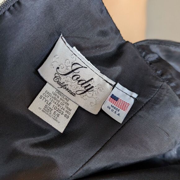 Vintage 90s Jody California Ball Gown Regency Empire Prom Dress Zebra Glitter - Picture 9 of 12